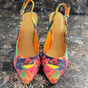 Nine West tropical floral heels